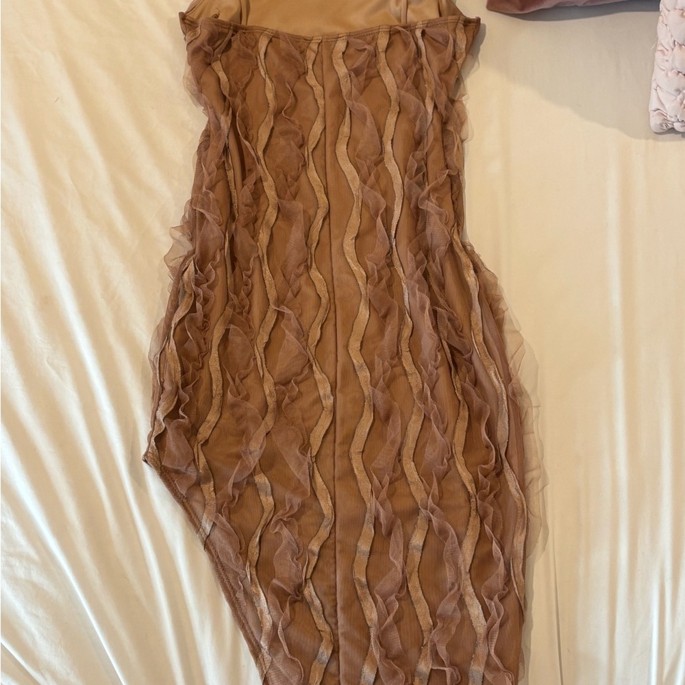 Elegant Brown Sleeveless Dress